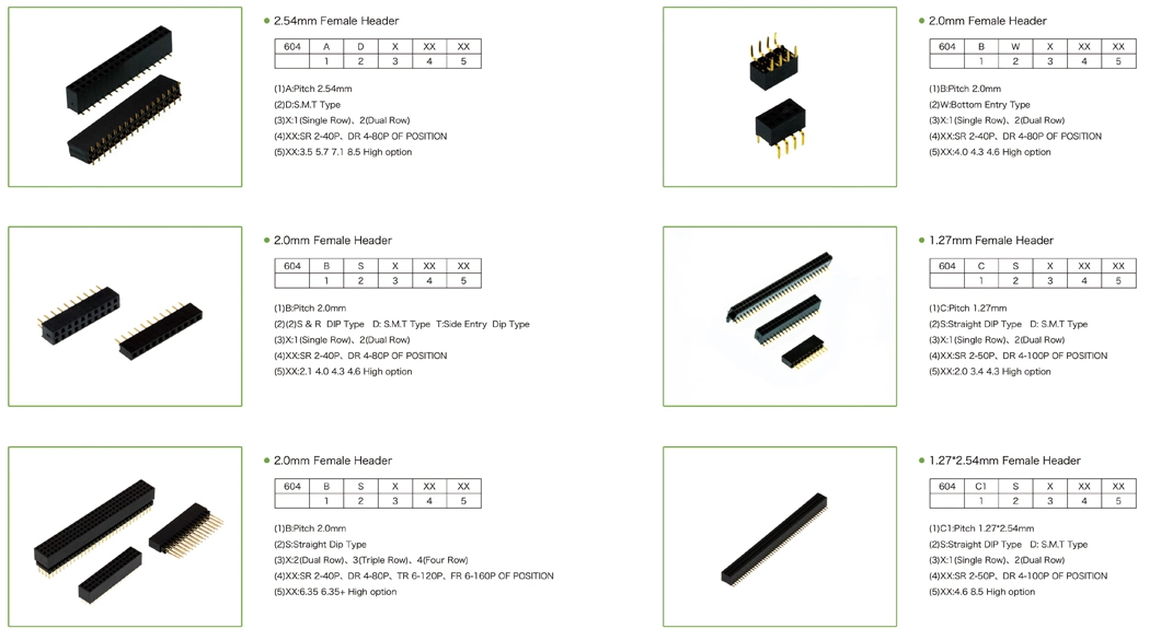 Pin Header Female Header PCB Connector Board to Board Connector