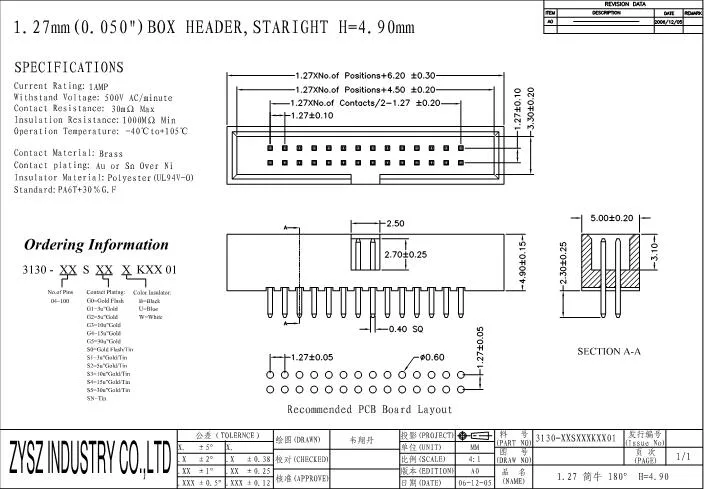 Factory Supply 2.54mm Straight 2X8p 16pin Box Header