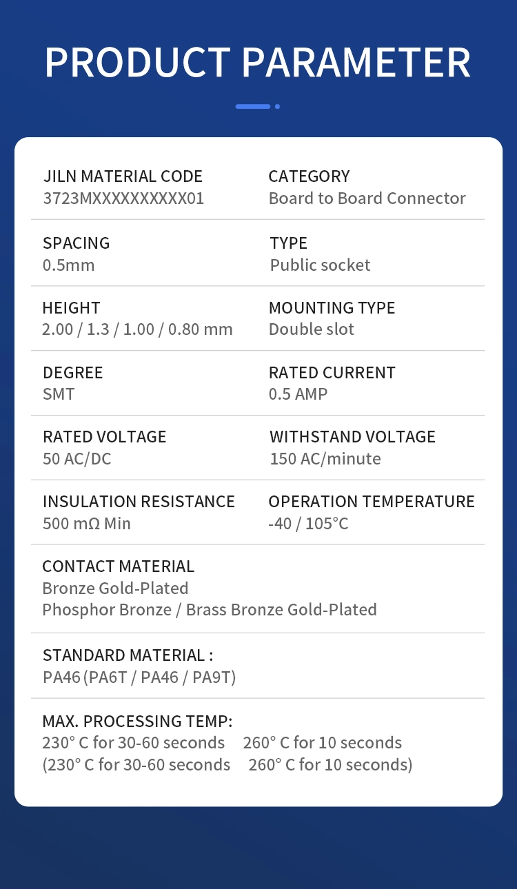 Jiln 0.5 mm Height 2.2mm General Type Without Post for LED Male 40pin-60pin Board to Board Connector