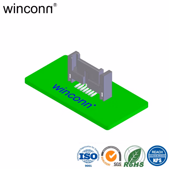 Conector tipo SMT vertical com plugue SATA 7p