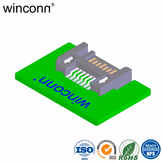 Tipo soquete de SMT do ângulo direito da tomada SATA 7p do conector SATA 7p